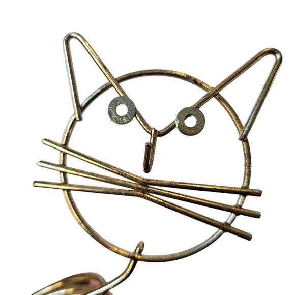 MCM Gold Brass Cat Letter Holder Coiled Wire Mail Organizer Card Keys‎ Holder - Picture 4 of 10